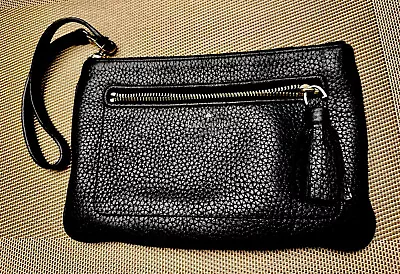 Kate Spade New York Black Pebbled Women's Wallet Wristlet Zip Tassel Card Holder • 26€