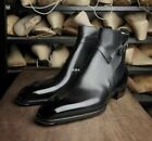 New Handmade Men's Black Jodhpur Leather Shoes, Men Stylish Ankle High Shoes.