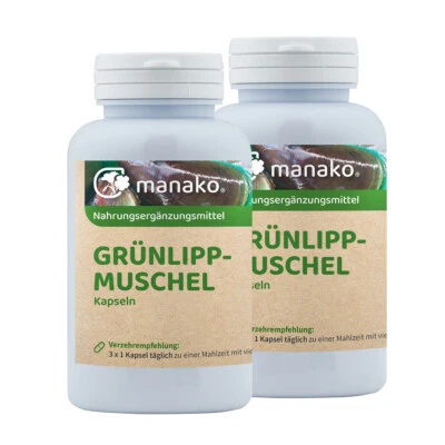 manako Grünlippmuschel Kapseln, 2 x 150 Stück, Dose a 90 g