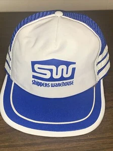 Vintage 3 Stripe Hat Shippers Warehouse Blue White SnapBack - Picture 1 of 9