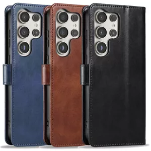 Leather Flip Wallet Holder Phone Cover Case For Samsung Galaxy S24 Ultra S24 S24 - Picture 1 of 46