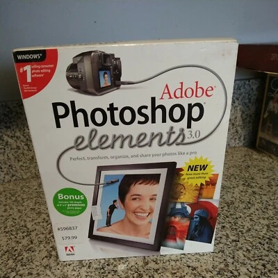 Adobe Photoshop Elements 3.0  - New in Factory Sealed Retail Box 788069061001 - Image 1 of 2