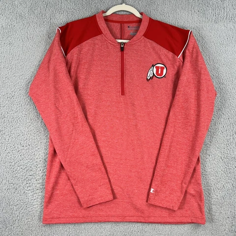 Utah Utes 1/4 Zip Pullover Adult Large Champion Athleticwear Long Sleeve Jacket Cover