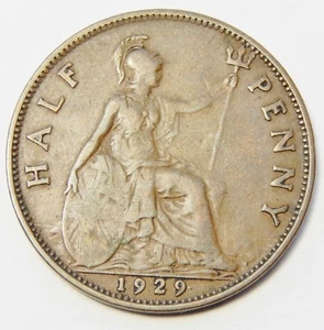 1929 UK Great Britain Half Penny Coin KM#837  SB5767 - Bild 1 von 2