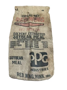 Red Wing MN Minnesota Feed Sack Soybean Meal PPG Industries Agriculture Farm - Picture 1 of 8