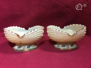 1900s Northwood Pair Bowls Custard Glass Gilded with Sign 5-6 - Picture 1 of 12