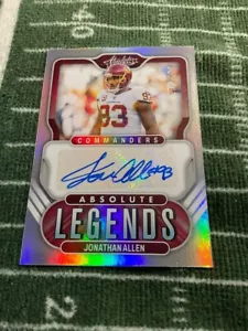 Absolute Al-Ja Jonathan Allen Auto Legends 2022 170/199 Commanders Panini - Imagen 1 de 2