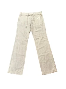 Pantalones informales para mujer G1 Goods Anthropologie crema mezcla lino pierna recta 4 - Imagen 1 de 10
