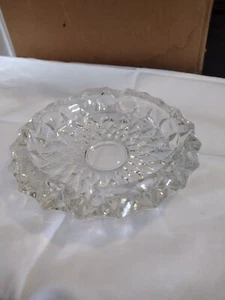 Vintage Lead Crystal Cut Glass Ash Tray Round Clear Crystal 7.25" Diameter - Picture 1 of 4