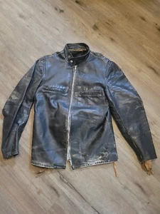 Vintage Beck Mens Small Distressed Leather Motor Racer Talon Zip Jacket - Picture 1 of 16