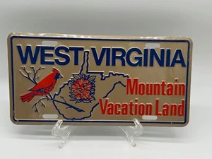 Vintage West Virginia Mountain Vaction Land License Plate Red Cardinal - Picture 1 of 3