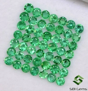 1.54 Cts Natural Emerald Round Cut 1.75 mm Lot 50 Pcs Lustrous Loose Gemstones - Picture 1 of 6