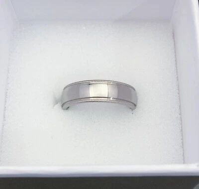 Cincel Titanio Borde Acanalado y Cuentas 6mm Banda Pulida, Dedo Tamaño 8 Foto 1 de 4