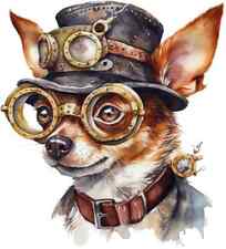 Steampunk Chihuahua Colourful Bedroom Wall Vinyl Sticker Decals w060