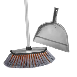 ANGLED BROOM with Dust Pan Combo Soft Bristle Indoor - Picture 1 of 12
