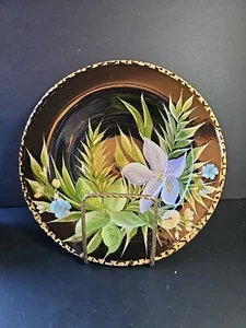 Gates Ware Laurie Gates Bowl Animal Leopard Rim Floral Jungle Leaf 9" - Picture 1 of 7