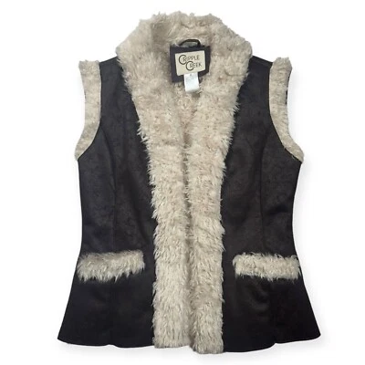 Cripple Creek Faux Leather Vest Sherpa Lined Vintage Women's Medium - Image 1 of 4