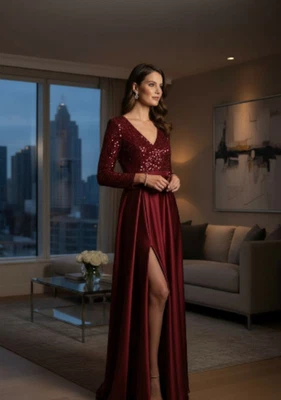 Red Sequin Evening Gown – Size 8 – NWOT - Image 1 of 3