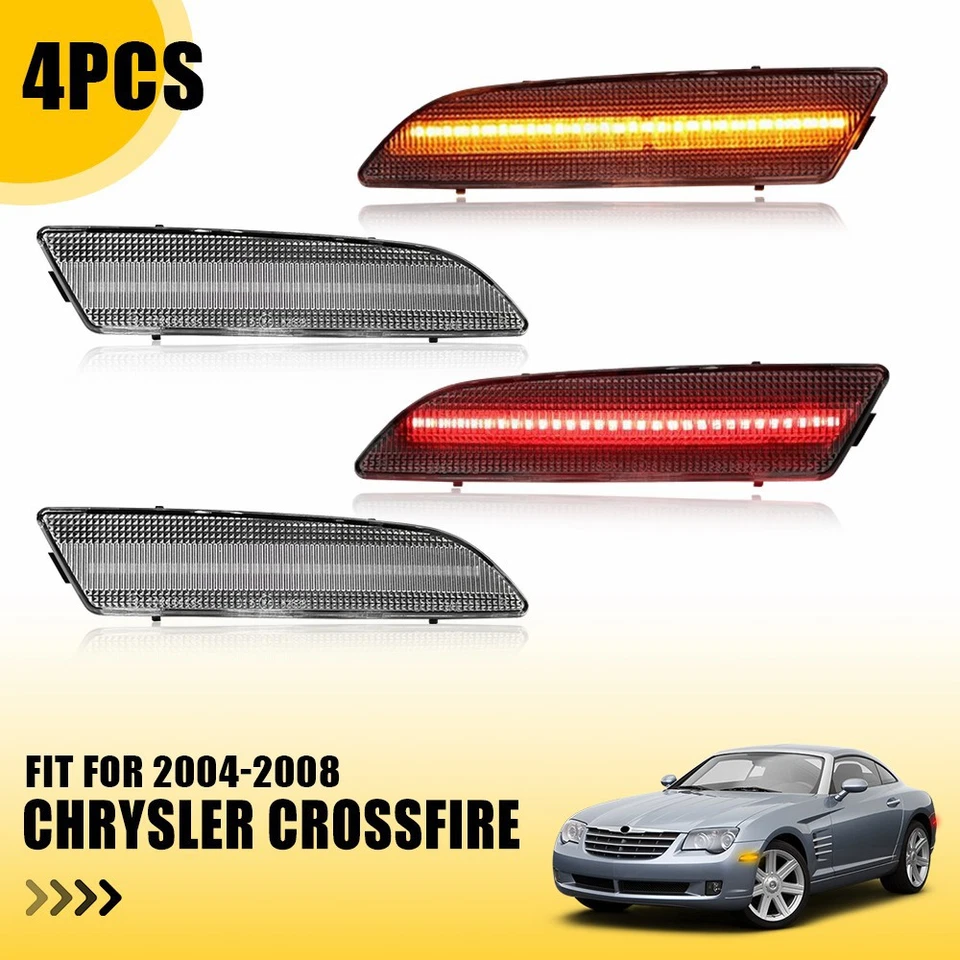 Luces de señalización laterales LED delanteras y traseras transparentes para Chrysler Crossfire 2004-2008 8 un. Foto 1 de 4