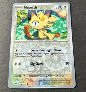 Pokemon 151 Meowth Reverse Holo Common Card 052/165 NM - Picture 1 of 1