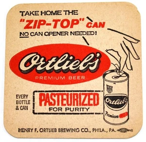 c.1960 Ortlieb’s Premium Beer Drink Coaster ~ Henry F. Ortlieb Brewing Co. - Picture 1 of 3