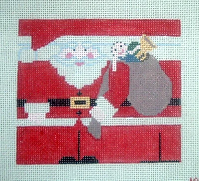 Santa Christmas Kathy Schenkel Hand Painted Rollup Ornament Needlepoint Canvas - Image 1 of 2