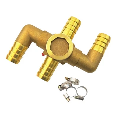 Solid Brass 4-Way Automobile Heater Valve Bypass Valve 3/4" Barb 305℉ Max Temp - Image 1 of 4