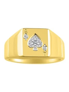 Diamond Ring Lucky Pinky Ring Sterling Silver or Yellow Gold Plated Silver - Ac - Picture 1 of 3