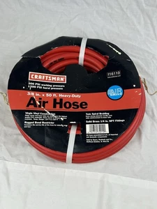 NOS rot Vintage Craftsman 50 Fuß x 3/8 Zoll Gummi Luftschlauch 16110 300 psi/1200 psi lesen - Bild 1 von 8