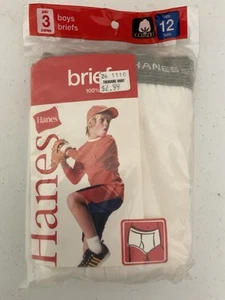 Hanes Boys Briefs 100% Cotton Preshrunk White 3Pack Size 12 2005 VTG - Picture 1 of 2