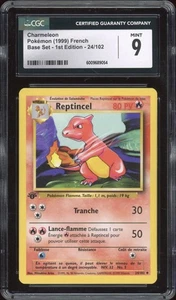 1999 Pokemon FRENCH 1st Edition Base Set Reptincel-Charmeleon 24/102 CGC 9 MINT - Picture 1 of 2