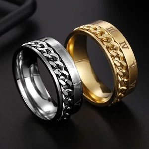 Massive Kombi Boyfriend Herren Freunde Mädchen Herren Ringe Gold & Weiß Kette Band - Bild 1 von 6