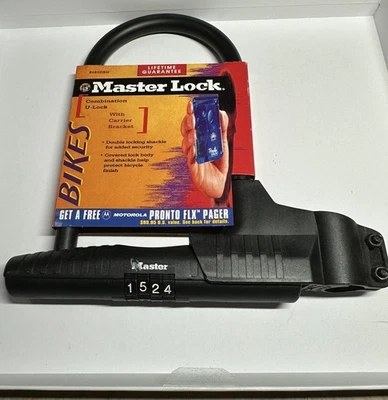 Master Lock MasterLock 8180DSG U-Lock Weather Tough Bike w/ Carrier NEW 1997 USA - Image 1 of 3