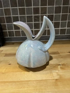 EWER BLUMEN VINTAGE VASE VON GONDER ART POTTERY, GRAUE GLASUR - Bild 1 von 4