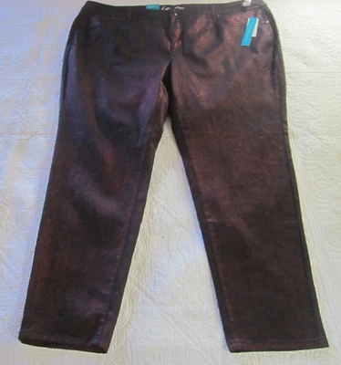 INC Womens Jeans Size 24W Skinny Leg Slim Tech Fit Black Red Shine - Image 1 of 4