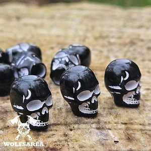 10 x Großlochperlen Acryl Skull Schwarz / weiß Bead Perle 4,6 mm Loch Paracord - Bild 1 von 6