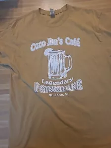 Coco Jim's Café Painkiller St. John VI Tour de 2 Caras, Camiseta Talla Grande Tostada - Imagen 1 de 4