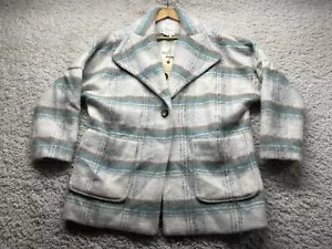 Neu mit Etikett Anthropologie Elsa cremeblau karierter flauschiger Oversize-Mantel S Small neu - Bild 1 von 6