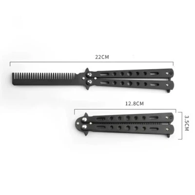 Foldable Comb Stainless Steel Practice Training Butterfly Knife Comb Beard Salon - Image 1 of 4