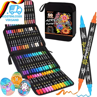 NICETY 60PCS Acrylstifte Für Steine Wasserfest - Dual Tip Acrylmarker Multimarke