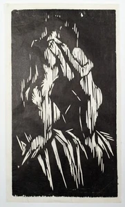 Gerald Anthony Coles (1929-2004) Woodcut. Two figures embracing, circa 1950's - Picture 1 of 2
