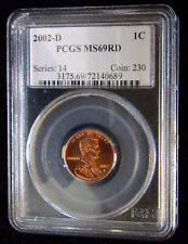 2002-D PCGS MS69RD Lincoln Memorial Cent Business Strike 1C - Low Pop 123!!