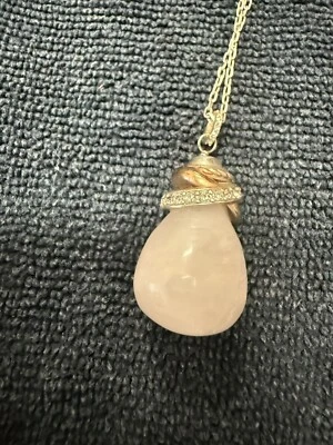 Brighton Placa de Plata ANILLOS DE NEPTUNO CUARZO ROSA Piedra Collar Largo JL796R $88 Foto 1 de 3