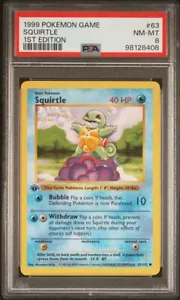 1999 Pokemon Base Set Shadowless 1st Edition Squirtle #63 PSA 8 - Picture 1 of 2