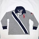 Ralph lauren boys USA Flag polo shirt long sleeve grey Size 3-3T