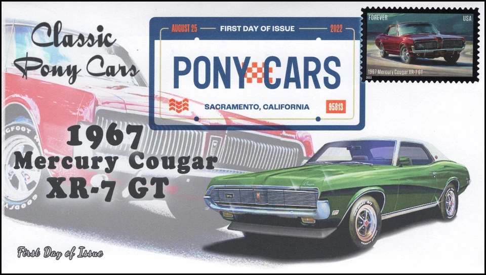 22-189, 2022 , Pony Cars, Digital Color Postmark, First Day Cover, Classics,  - Image 1 of 1