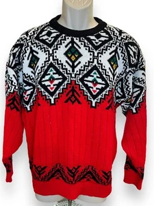 Vintage Brights Creek 100% Acrylic Y2K Sweater Red White USA Made Size M - Picture 1 of 3