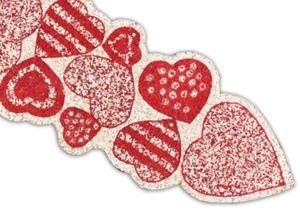 Hearts Design Beads Table Runner Red And White Valentines Table Runner 13X36Inch - Picture 1 of 10