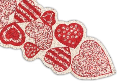 Hearts Design Beads Table Runner Red And White Valentines Table Runner 13X36Inch - Image 1 of 4