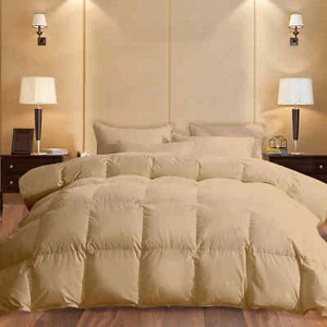All Season Down Alternative Comforter By Komfit Egyptian Cotton Beige Solid - Picture 1 of 8